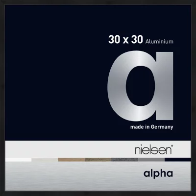 Alurahmen Alpha 30x30 cm | Schwarz matt eloxiert | Normalglas (2 mm)