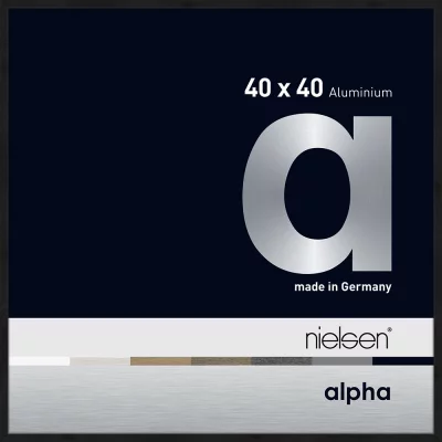 Alurahmen Alpha 40x40 cm | Schwarz matt eloxiert | Normalglas (2 mm)