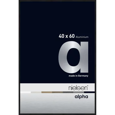 Alurahmen Alpha 40x60 cm | Schwarz matt eloxiert | Normalglas (2 mm)