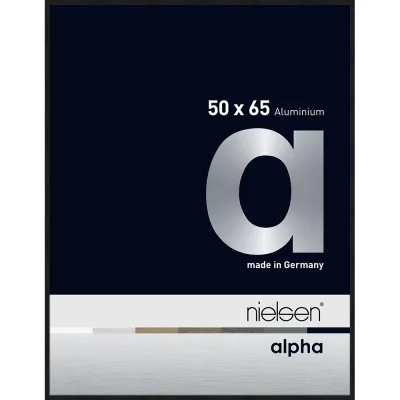 Alurahmen Alpha 50x65 cm | Schwarz matt eloxiert | Normalglas (2 mm)