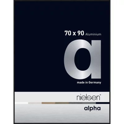 Alurahmen Alpha 70x90 cm | Schwarz matt eloxiert | Normalglas (2 mm)