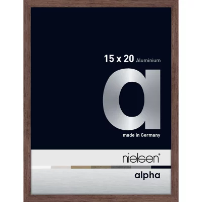 Alurahmen Alpha 15x20 cm | Wenge hell (furnierte Oberfläche) | Normalglas (2 mm)