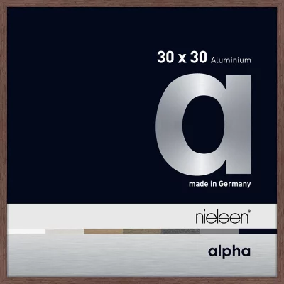 Aluminium lijst Alpha 30x30 cm | wenge, licht, fineer | museumglas UV 70, optisch ontspiegeld