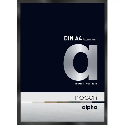 Alurahmen Profil alpha 21x29,7 cm (A4) | Eloxal schwarz glanz | Normalglas (2 mm)