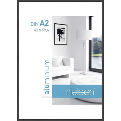 Aluminium lijst Classic 42x59,4 cm (A2) | zwart, mat | normaal glas (2 mm)