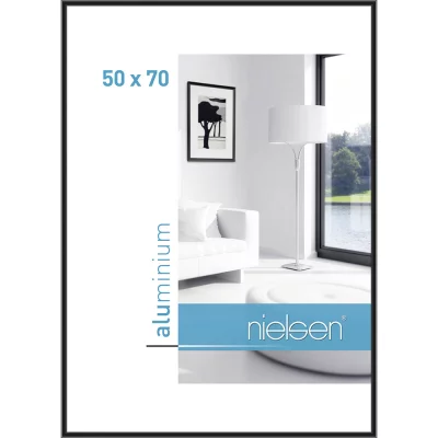 Aluminium lijst Classic 50x70 cm | zwart, geanodiseerd | normaal glas (2 mm)