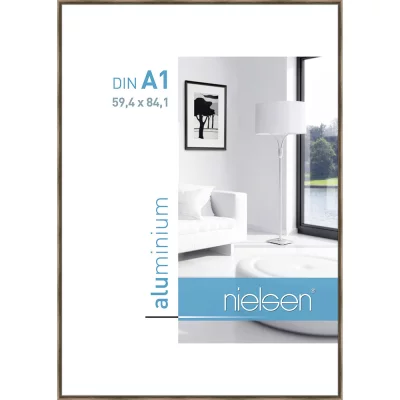 Alurahmen Classic 59,4x84,1 cm (A1) | Strukturiert Walnuss | Normalglas (2 mm)