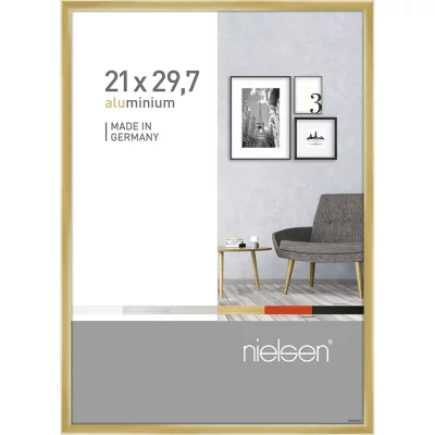 Aluminium lijst Pixel 21x29,7 cm (A4) | goud, glanzend | normaal glas (2 mm)