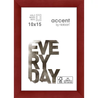 Houten kader Zoom 10x15 cm | rood | normaal glas (2 mm)