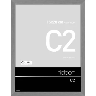 Alurahmen C2 15x20 cm | Struktur Grau matt | Normalglas (2 mm)