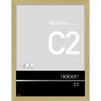 Alurahmen C2 15x20 cm | Struktur Gold matt | Normalglas (2 mm)