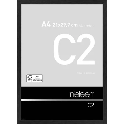 Alurahmen C2 21x29,7 cm (A4) | Struktur Schwarz matt | Normalglas (2 mm)