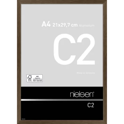 Alurahmen C2 21x29,7 cm (A4) | Struktur Walnuss matt | Normalglas (2 mm)