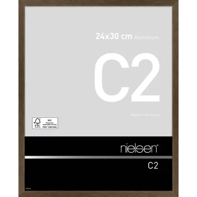Alurahmen C2 24x30 cm | Struktur Walnuss matt | Normalglas (2 mm)