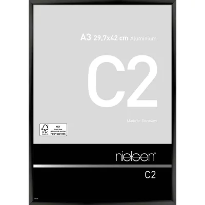 Aluminium lijst C2 29,7x42 cm (A3) | geanodiseerd zwart, glanzend | normaal glas (2 mm)