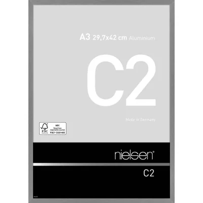 Aluminium lijst C2 29,7x42 cm (A3) | grijs, mat | normaal glas (2 mm)