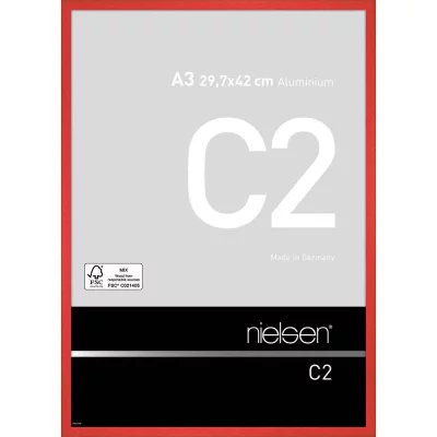 Aluminium lijst C2 29,7x42 cm (A3) | tornadorood | normaal glas (2 mm)