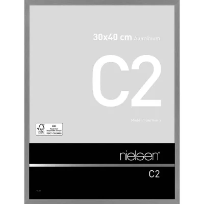 Alurahmen C2 30x40 cm | Struktur Grau matt | Normalglas (2 mm)
