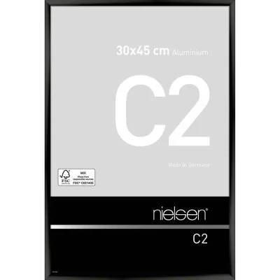 Alurahmen C2 30x45 cm | Eloxal Schwarz glanz | Normalglas (2 mm)