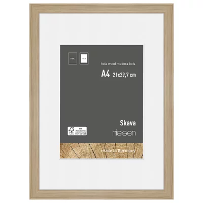 Rama drewniana Skava z passe-partout 21x29,7 cm (15x20 cm) | naturalny | szkło standardowe (2 mm)