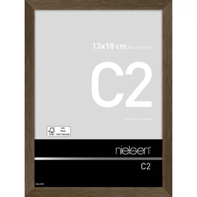 Alurahmen C2 13x18 cm | Struktur Walnuss matt | Normalglas (2 mm)