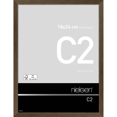 Alurahmen C2 18x24 cm | Struktur Walnuss matt | Normalglas (2 mm)