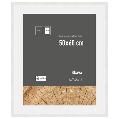 Träram Skava med passepartout 50x60 cm (40x50 cm) | vit | Standardglas (2 mm)