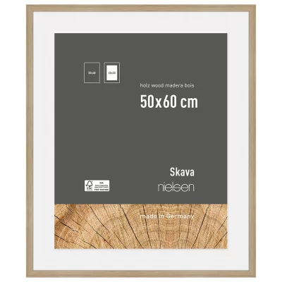 Träram Skava med passepartout 50x60 cm (40x50 cm) | natur | Standardglas (2 mm)