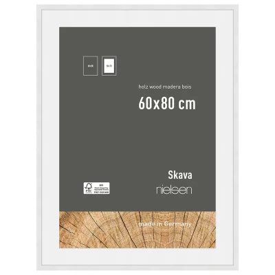 Cornice in legno Skava con passepartout 60x80 cm (50x70 cm) | bianco | Vetro standard (2 mm)