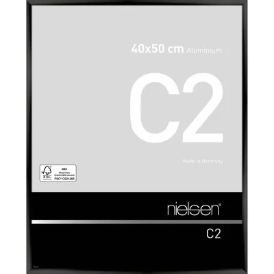 Alurahmen C2 40x50 cm | Eloxal Schwarz glanz | Normalglas (2 mm)