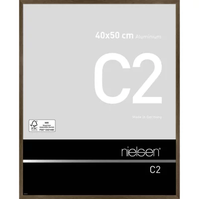 Alurahmen C2 40x50 cm | Struktur Walnuss matt | Normalglas (2 mm)