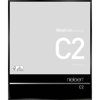 Alurahmen C2 50x60 cm | Eloxal Schwarz glanz | Normalglas (2 mm)