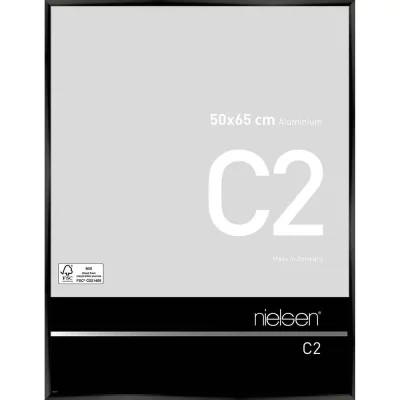 Alurahmen C2 50x65 cm | Eloxal Schwarz glanz | Normalglas (2 mm)