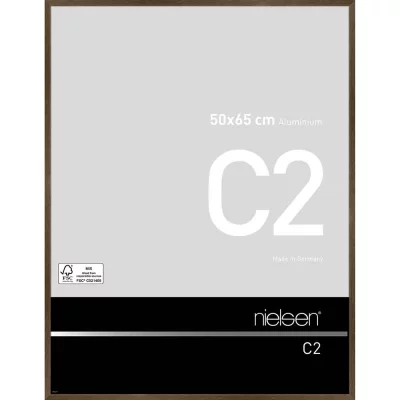 Alurahmen C2 50x65 cm | Struktur Walnuss matt | Normalglas (2 mm)