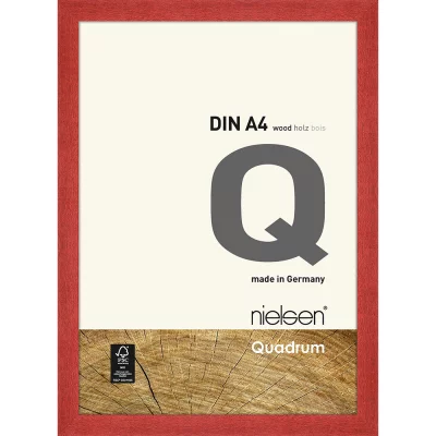 Holzrahmen Quadrum 21x29,7 cm (A4) | Rot | Normalglas (2 mm)