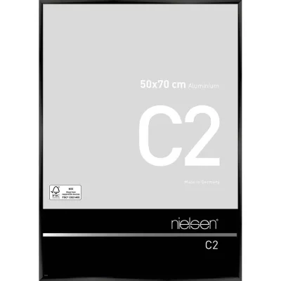 Alurahmen C2 50x70 cm | Eloxal Schwarz glanz | Normalglas (2 mm)