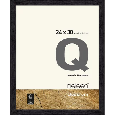 Houten lijst Quadrum 24x30 cm | raafzwart | normaal glas (2 mm)