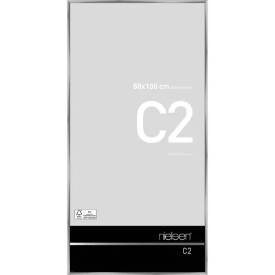 Alurahmen C2 50x100 cm | Silber glanz | Normalglas (2 mm)