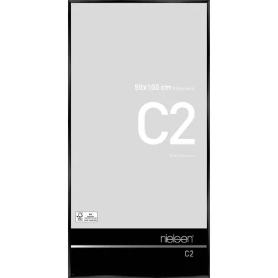 Alurahmen C2 50x100 cm | Eloxal Schwarz glanz | Normalglas (2 mm)