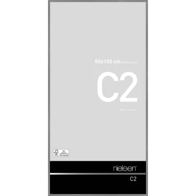 Alurahmen C2 50x100 cm | Struktur Grau matt | Normalglas (2 mm)