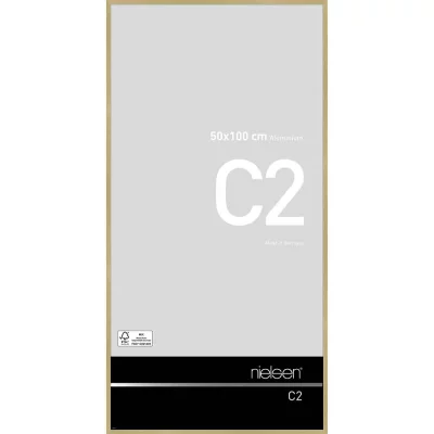 Alurahmen C2 50x100 cm | Struktur Gold matt | Normalglas (2 mm)