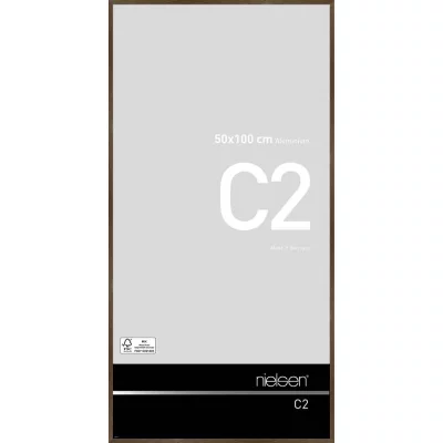 Alurahmen C2 50x100 cm | Struktur Walnuss matt | Normalglas (2 mm)