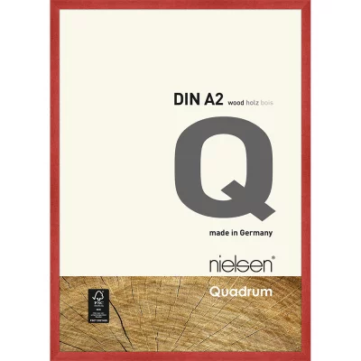 Houten kader Quadrum 42x59,4 cm (A2) | rood | normaal glas (2 mm)