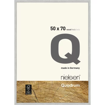 Rama drewniana Quadrum 50x70 cm | srebrny | szkło standardowe (2 mm)