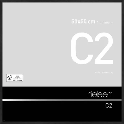 Alurahmen C2 50x50 cm | Struktur Schwarz matt | Normalglas (2 mm)