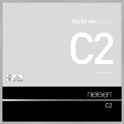 Alurahmen C2 50x50 cm | Struktur Silber matt | Normalglas (2 mm)