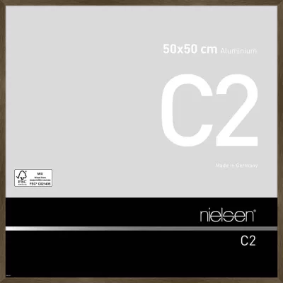 Alurahmen C2 50x50 cm | Struktur Walnuss matt | Normalglas (2 mm)