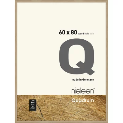 Rama drewniana Quadrum 60x80 cm | dąb naturalny | szkło standardowe (2 mm)