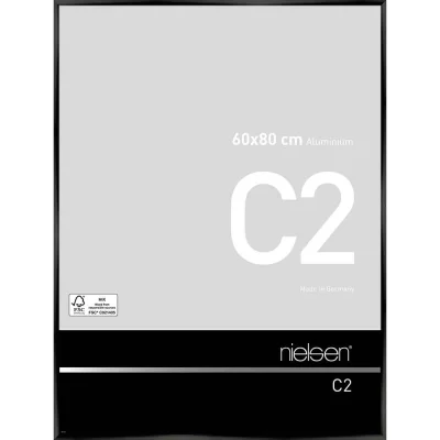 Alurahmen C2 60x80 cm | Eloxal Schwarz glanz | Normalglas (2 mm)