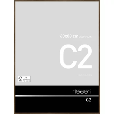 Alurahmen C2 60x80 cm | Struktur Walnuss matt | Normalglas (2 mm)